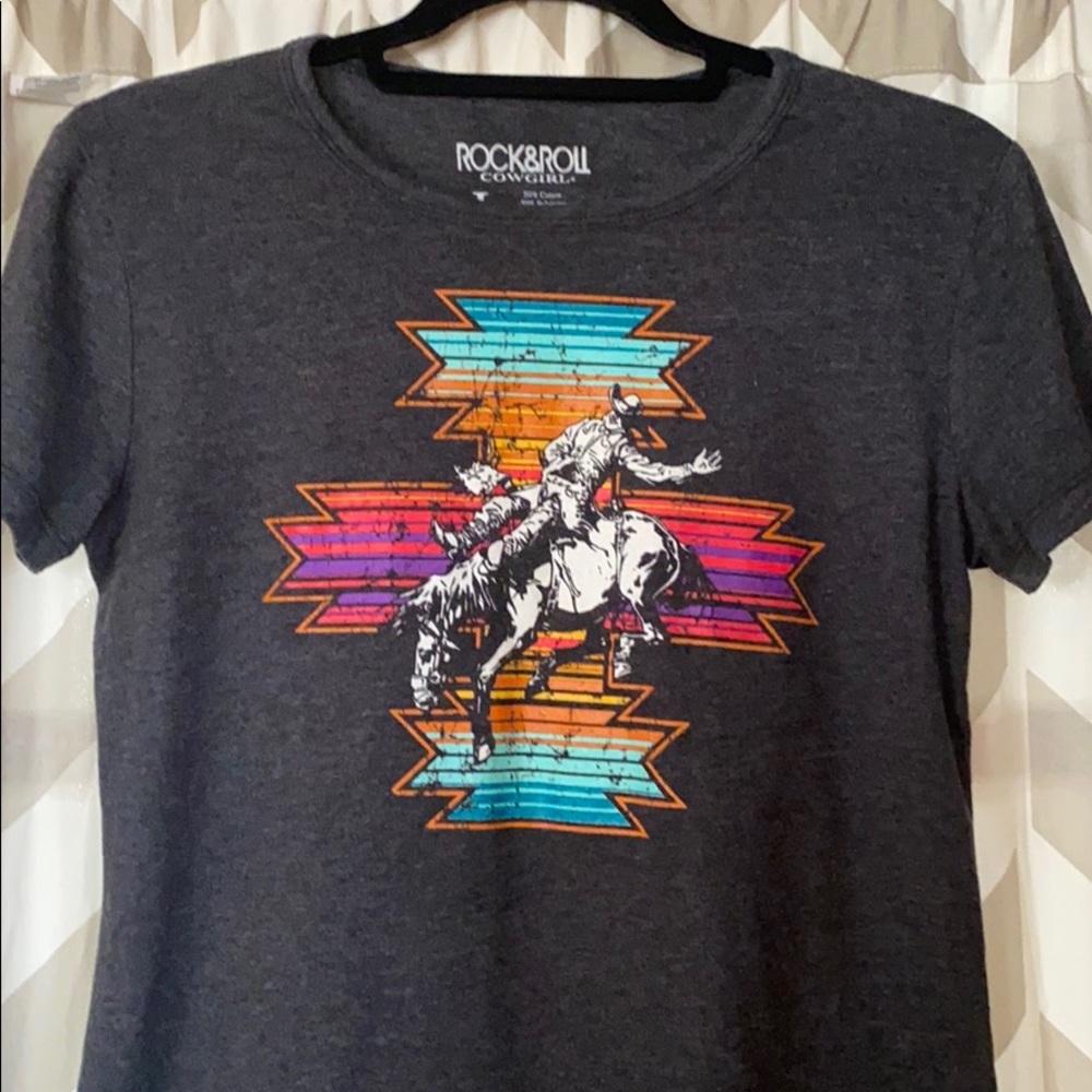 Rock&Roll Cowgirl bronc riding t-shirt
